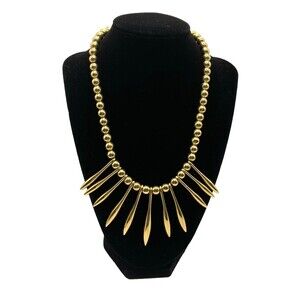 Vintage Ball Chain Polished Gold Tone 17" Necklace Tapered Spikes Lobster Clasp